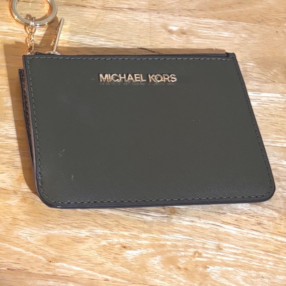Michael Kors Card Case Wallet Womens OS Green NWOT Jet Set Saffiano L1780